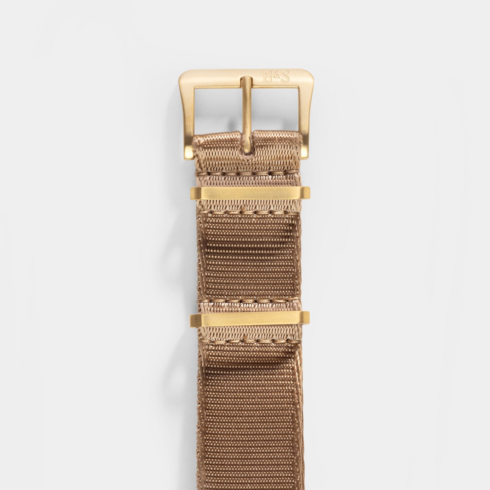 Deluxe Nylon Nato Watch Strap Coyote Brown - Gold Brushed