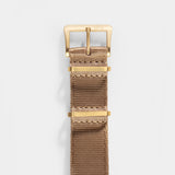 Deluxe Nylon Nato Watch Strap Coyote Brown - Gold Brushed