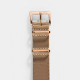 Deluxe Nylon Nato Watch Strap Coyote Brown - Rose Gold