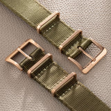 Deluxe Nylon Nato Watch Strap Olive Drab Green - Rose Gold