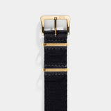 Deluxe Nylon Nato Watch Strap Pure Black - Gold