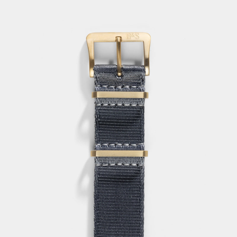 Deluxe Nylon Nato Watch Strap Pure Grey - Gold Brushed