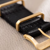 Deluxe Nylon Nato Watch Strap Pure Black - Gold Brushed