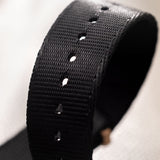 Deluxe Nylon Nato Watch Strap Pure Black - Rose Gold Brushed