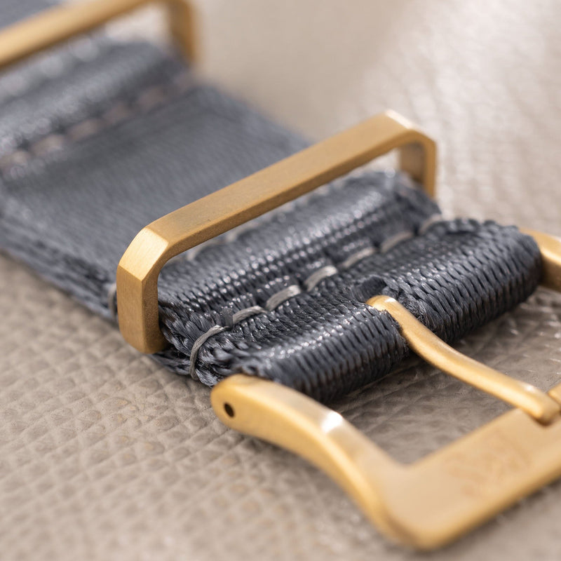 Deluxe Nylon Nato Watch Strap Pure Grey - Gold Brushed