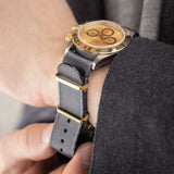 Deluxe Nylon Nato Watch Strap Pure Grey - Gold