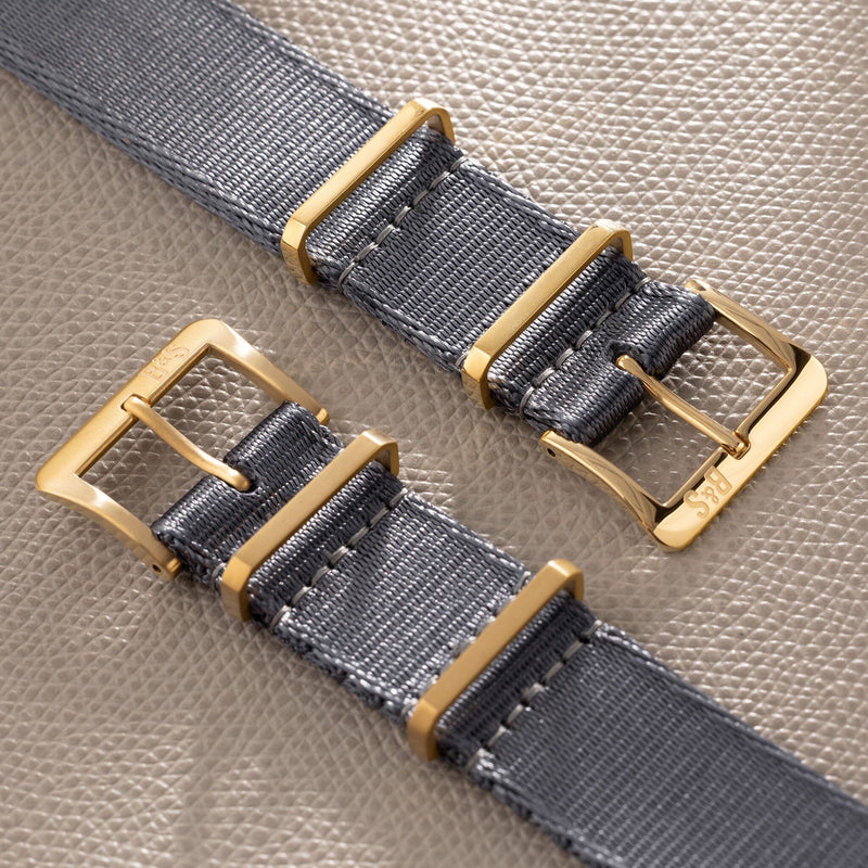 Deluxe Nylon Nato Watch Strap Pure Grey - Gold