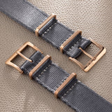Deluxe Nylon Nato Watch Strap Pure Grey - Rose Gold Brushed