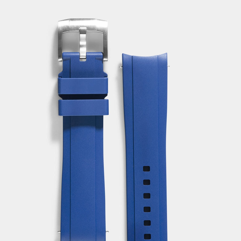 Everest Curved End Blue Rubber Strap With Tang Buckle - ONLY For Modern Rolex