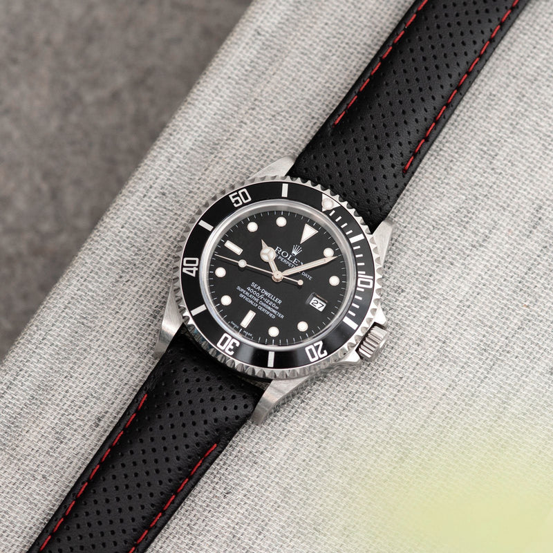 Everest Curved End Black And Red Racing Strap - ONLY For Modern Rolex