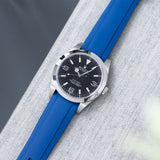 Everest Curved End Blue Rubber Strap With Tang Buckle - ONLY For Modern Rolex