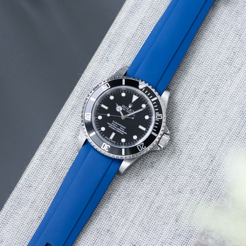Everest Curved End Blue Rubber Strap With Tang Buckle - ONLY For Modern Rolex