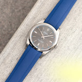 Everest Curved End Blue Rubber Strap With Tang Buckle - ONLY For Modern Rolex