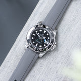 Everest Curved End Grey Rubber Strap With Tang Buckle - ONLY For Modern Rolex