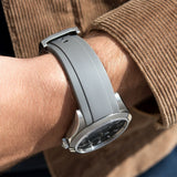 Everest Curved End Grey Rubber Strap With Tang Buckle - ONLY For Modern Rolex
