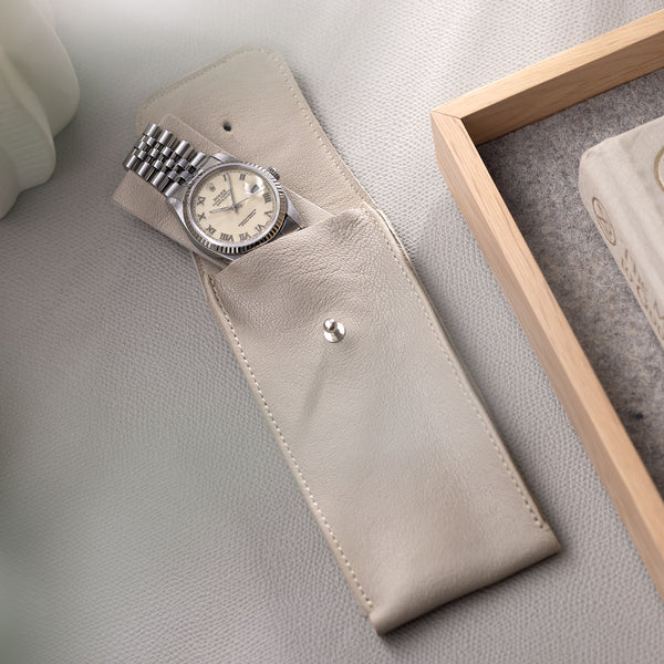 Ivory Leather Watch Pouch