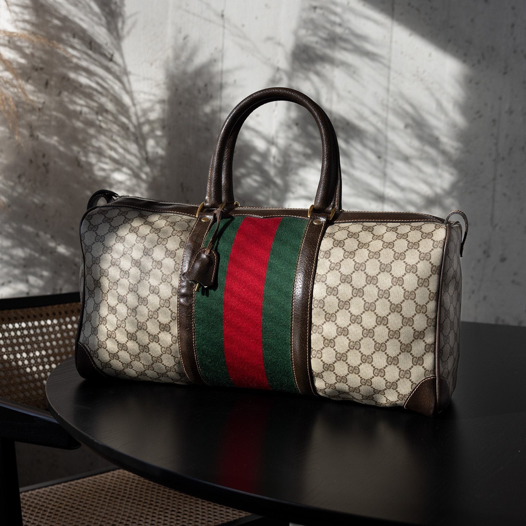 Gucci Vintage - Diamante Jacquard Travel Bag - Black Brown - Leather  Handbag - Luxury High Quality - Avvenice