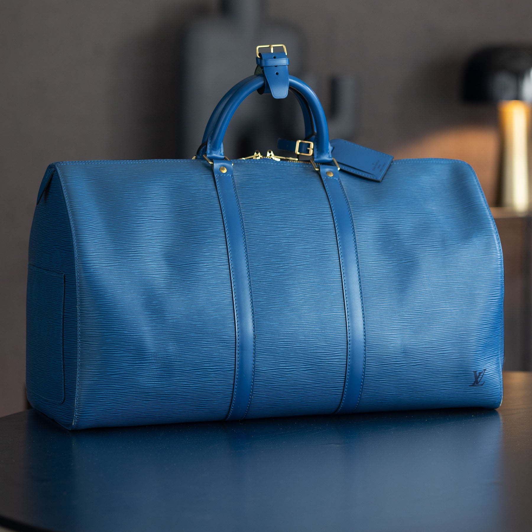 LOUIS VUITTON KEEPALL 50 Epi Blue Travel Bag No.1305-e