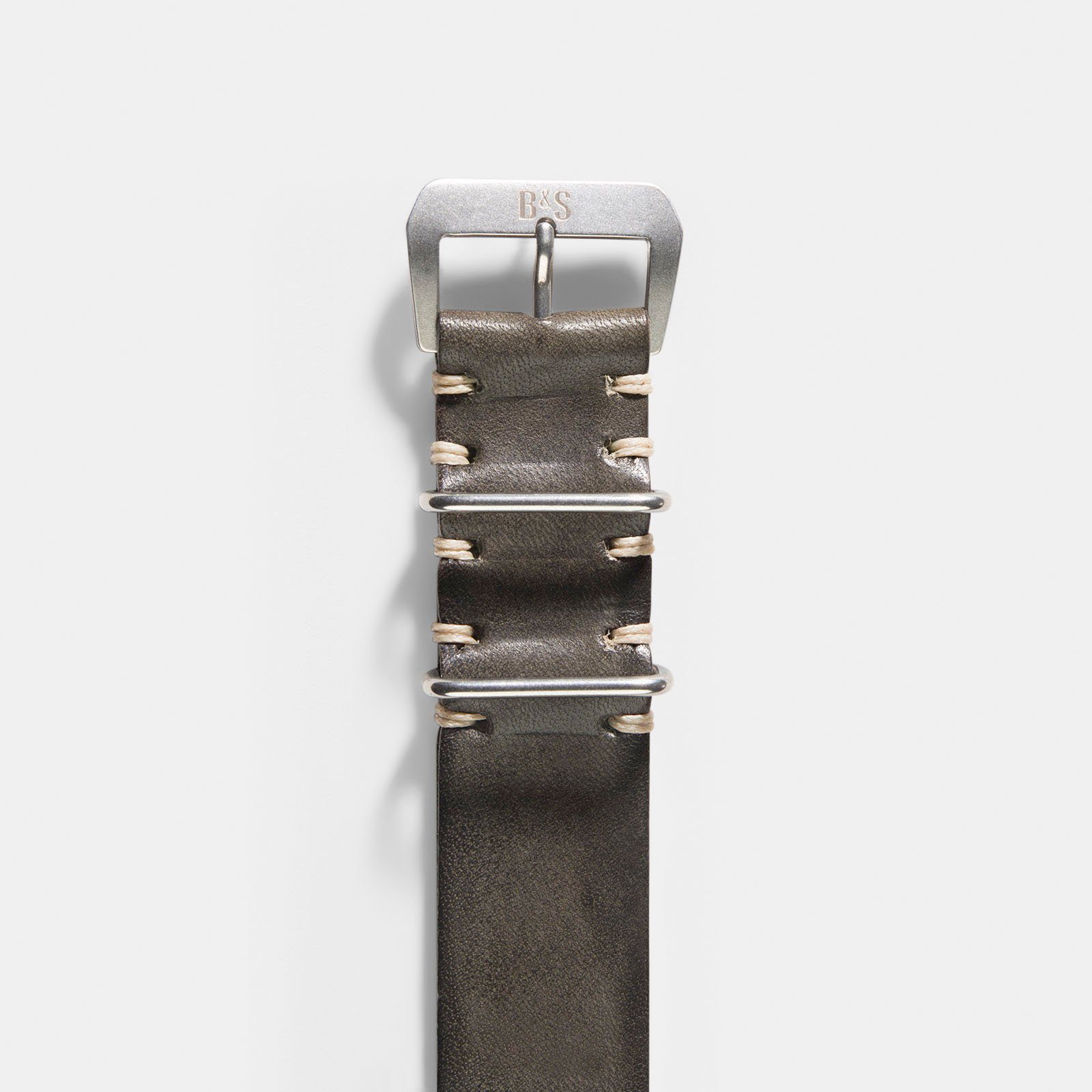 Piombo Grey Nato Leather Watch Strap