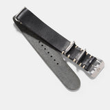 Black Nato Leather Watch Strap