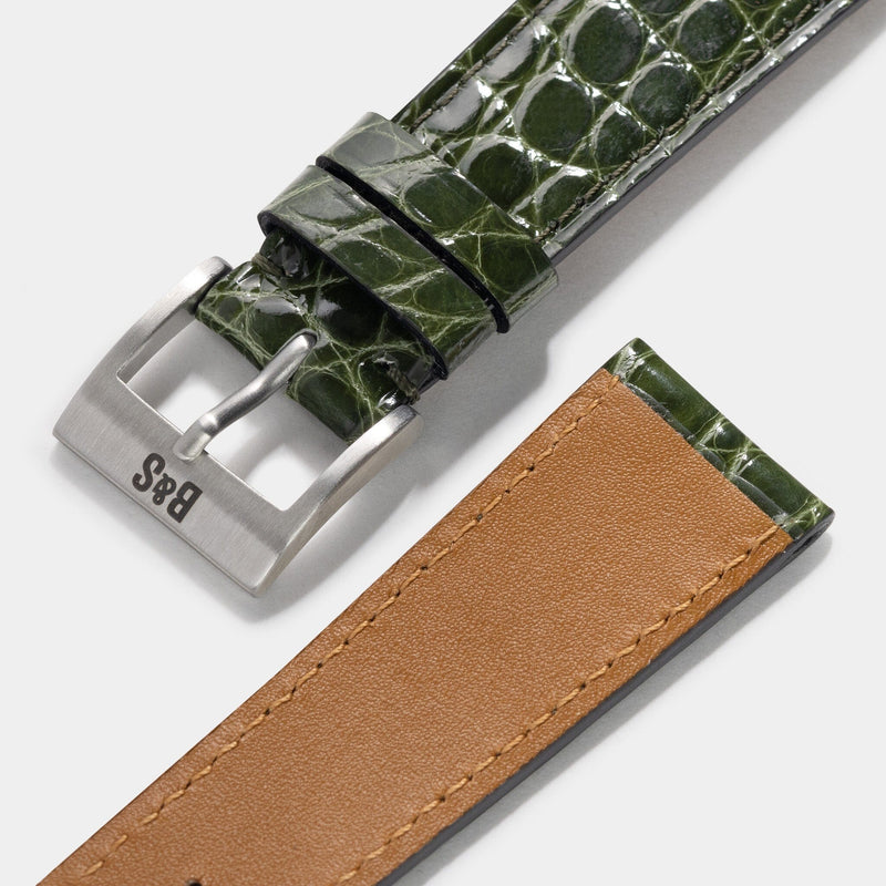 Olive Green Alligator Leather Watch Strap