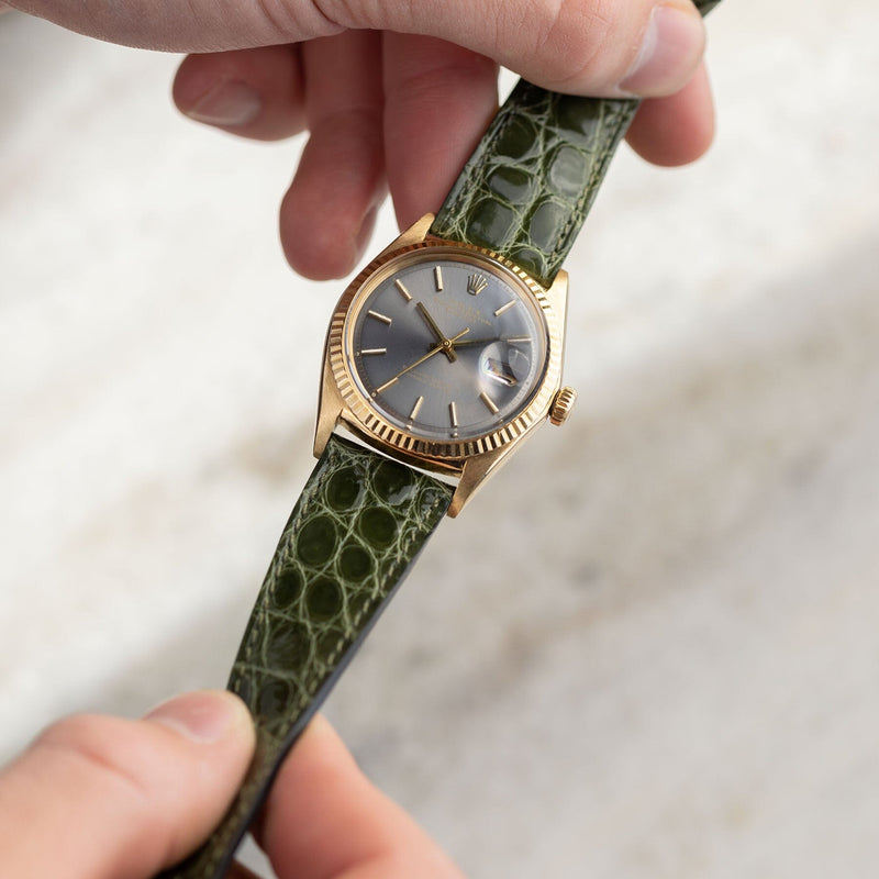 Olive Green Alligator Leather Watch Strap