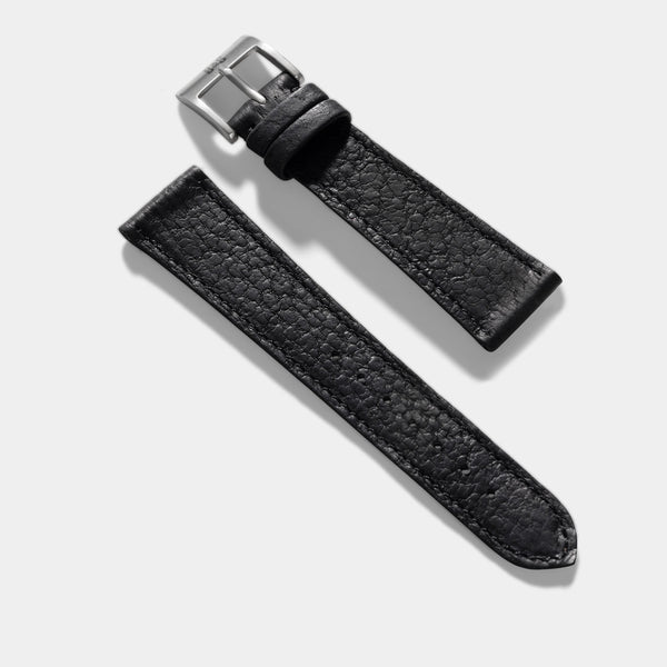 Slim Peccary Black Leather Watch Strap