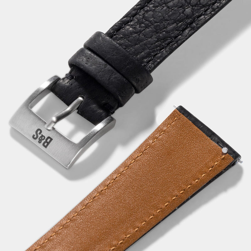 Slim Peccary Black Leather Watch Strap - Change It