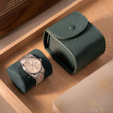 Petrol Green Leather Watch Cube