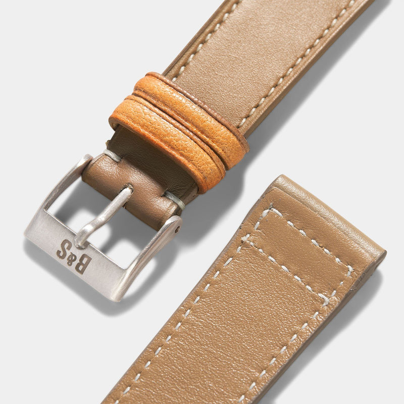Taupe Brown Retro Leather Watch Strap