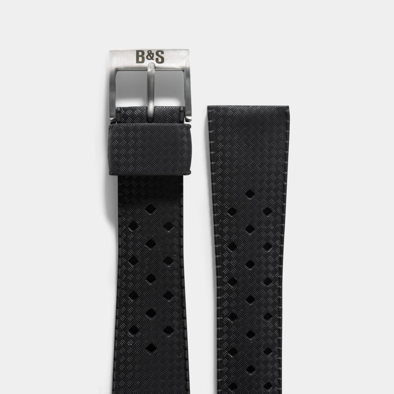 Nautic Basket Weave Black Rubber Style Watch Strap