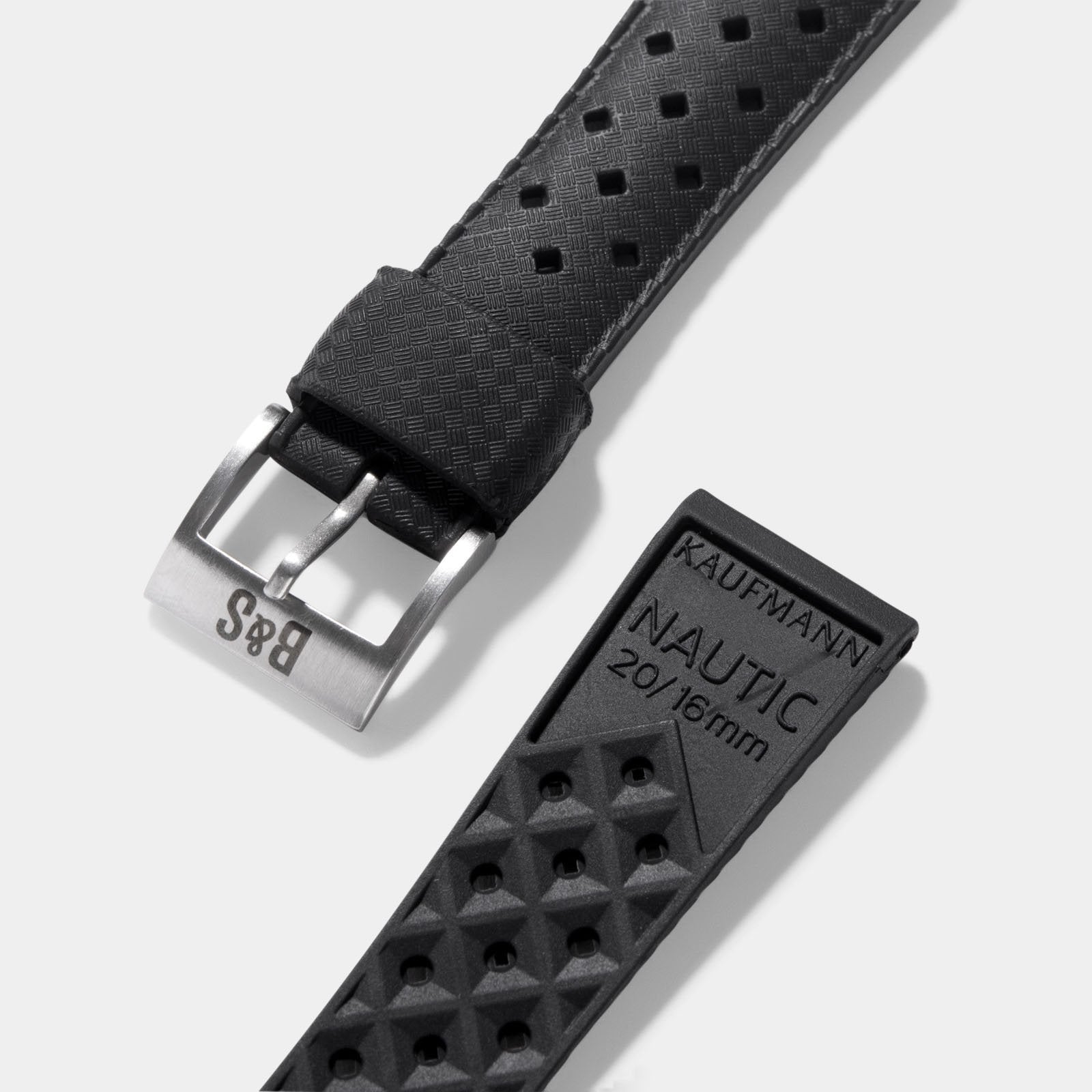 Nautic Basket Weave Black Rubber Style Watch Strap