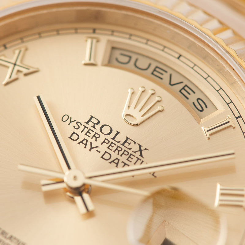 Rolex Day-Date Champagne Roman Dial 118238 with Spanish Day disc