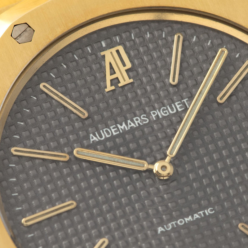 Audemars Piguet Jumbo Royal Oak Yellow Gold 5402 Box and Papers with grey petit tapisserie dial
