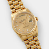 Rolex Day-Date Champagne Dial Diamond Hours 18238 with 36mm yellow gold case