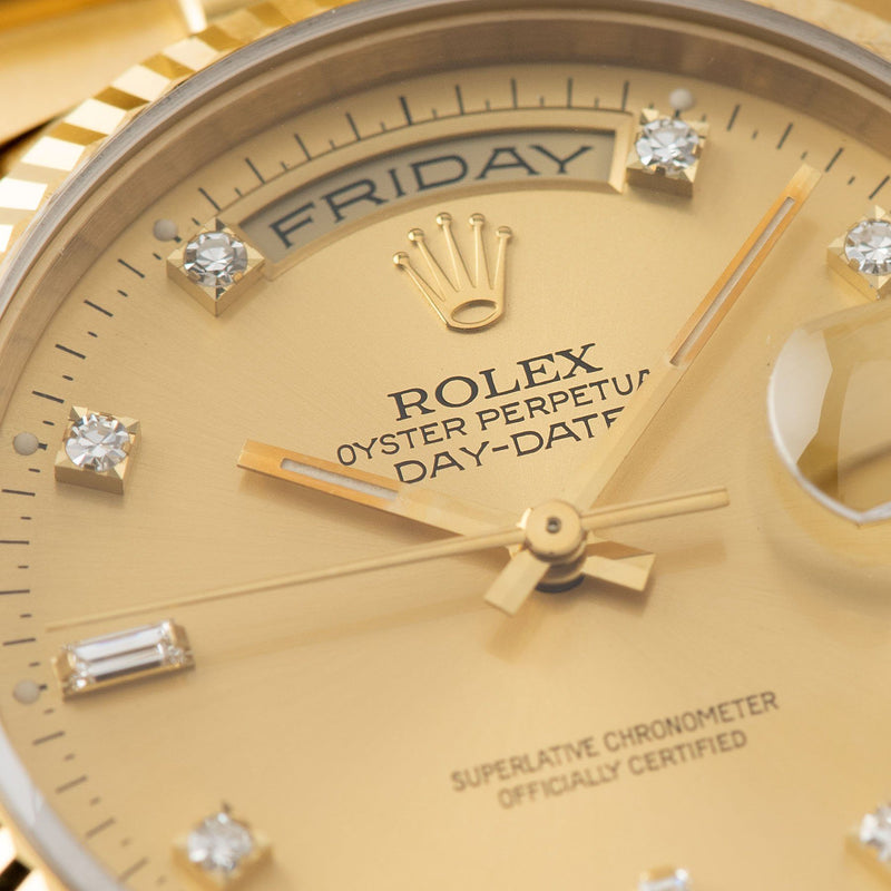 Rolex Day-Date Champagne Dial Diamond Hours 18238