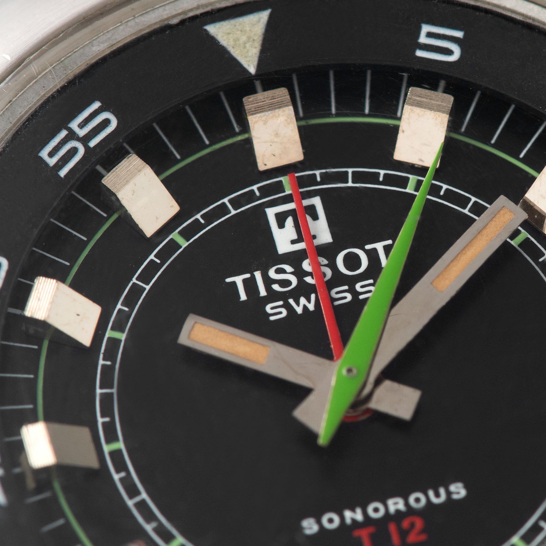 Tissot Sonorous Compressor Alarm Watch T12 4051 Green seconds and red alarm hands