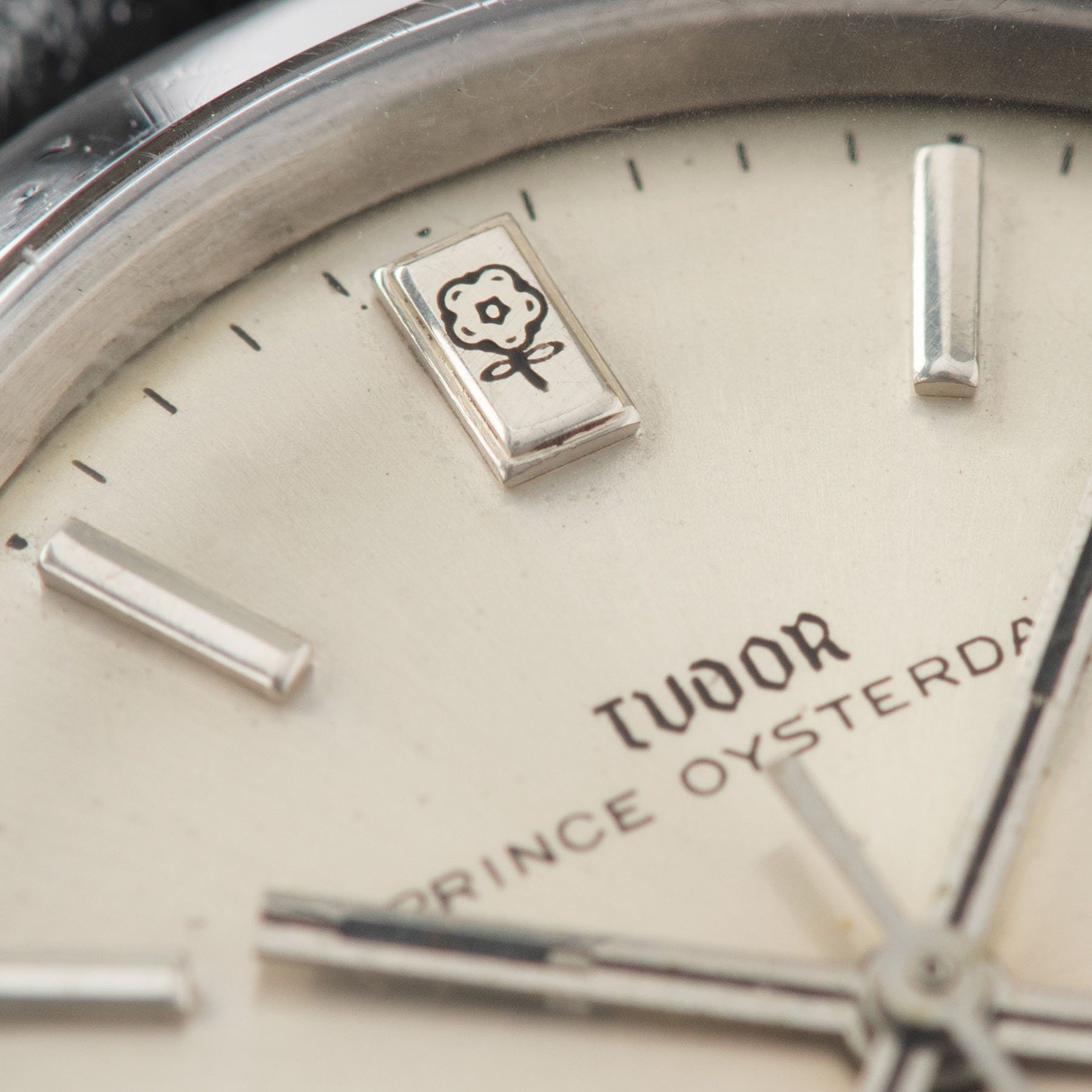 Tudor Prince Oysterdate Silver Dial Reference 7996 with an applied rectangular marker at 12 o’clock