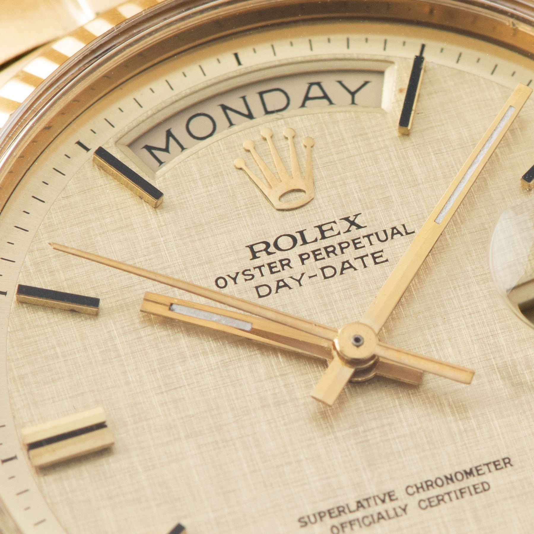 Rolex Day Date Yellow Gold Linen Dial 1803