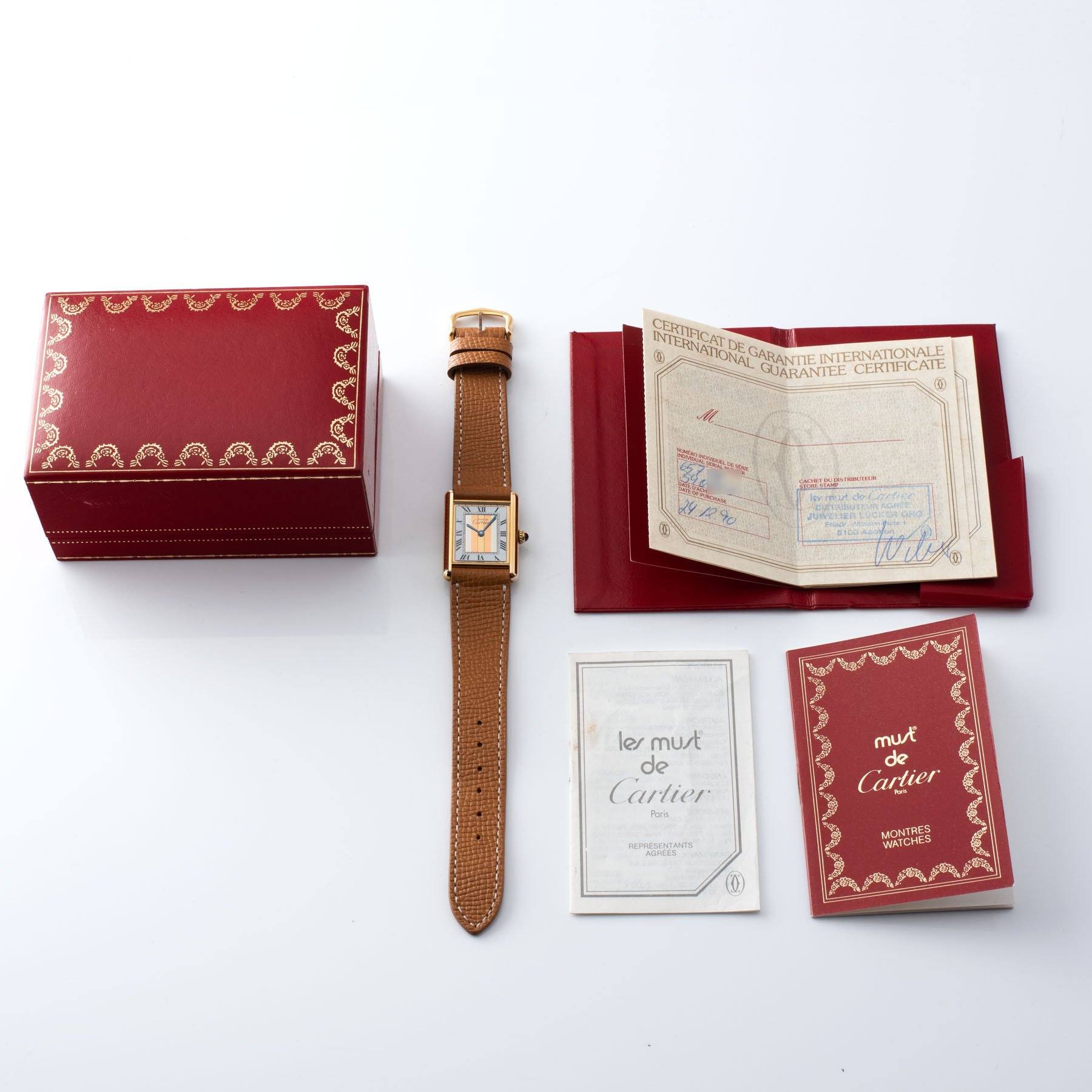 Must de Cartier Tank Trinity Dial Box and Papers