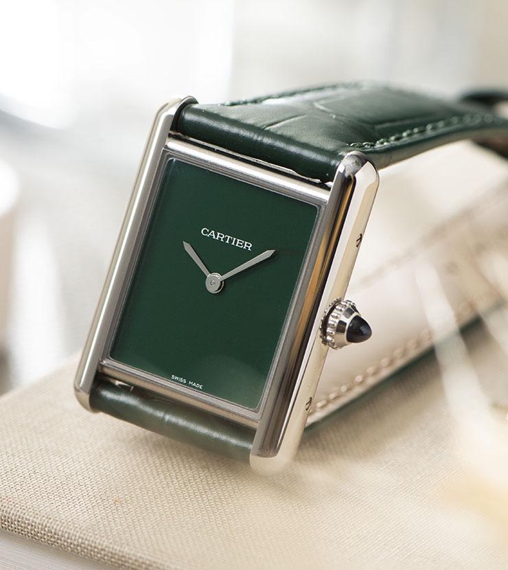 Cartier tank discount solo green strap