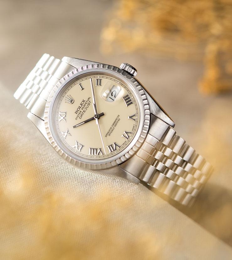 Rolex Datejust Cream Applied Roman Dial Reference 16220