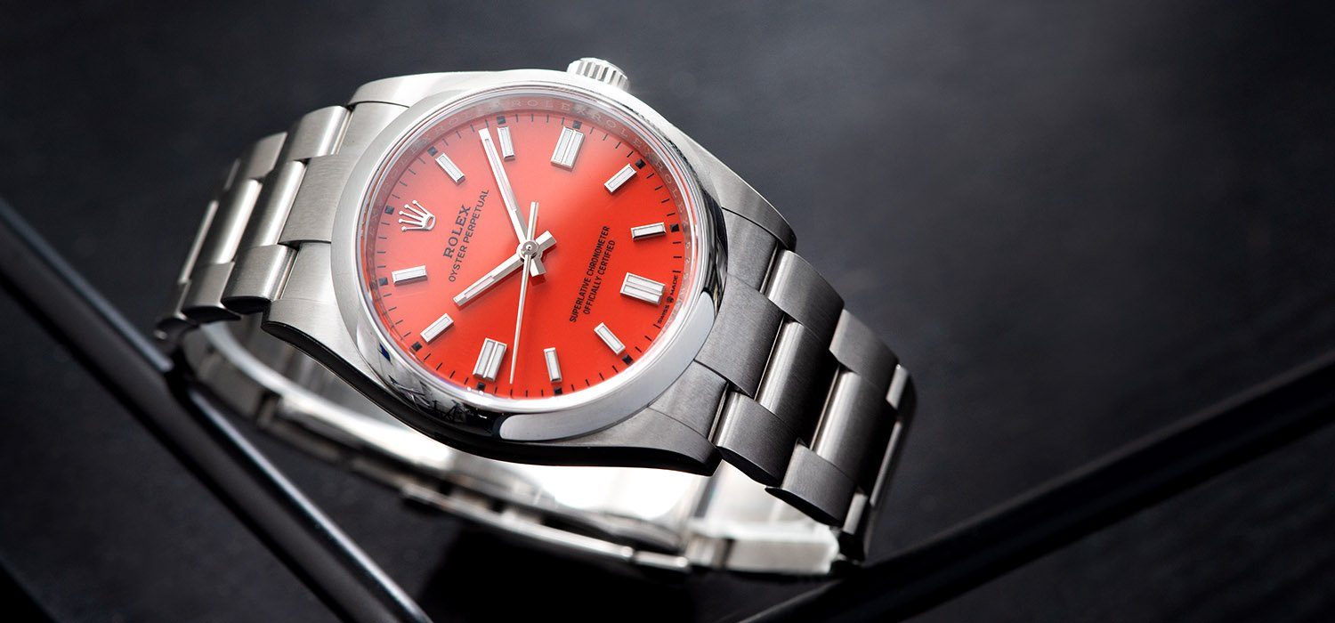 Oyster perpetual coral red clearance