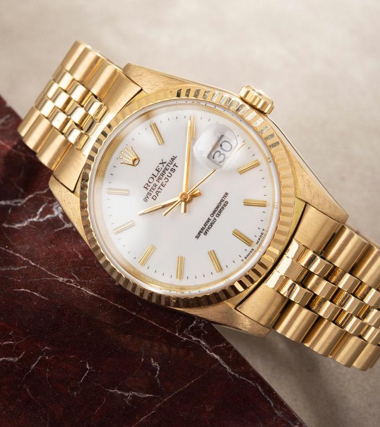 Rolex Datejust Yellow Gold with White Porcelain Dial 16238 – Bulang and ...