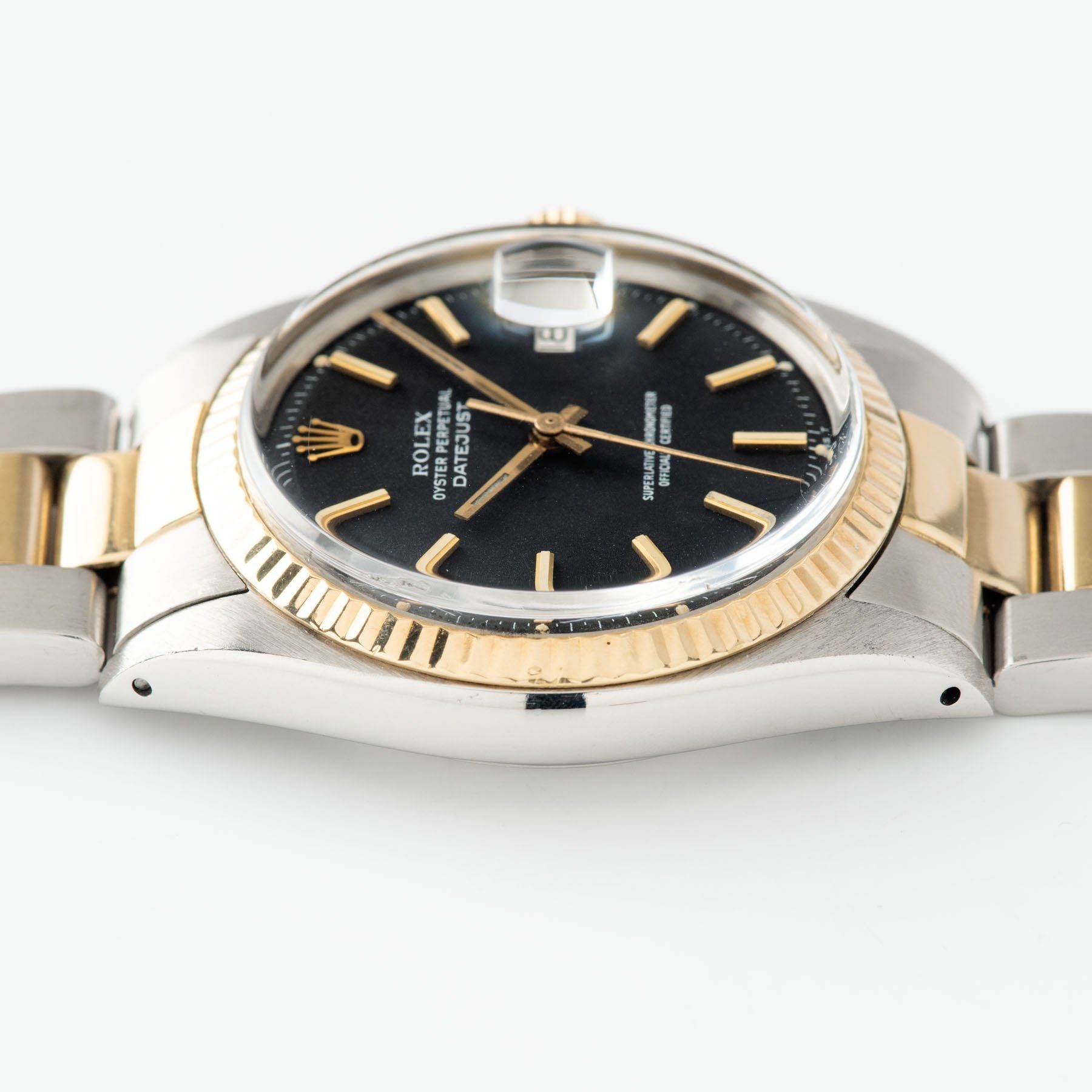 Rolex Datejust Steel and Gold 1601 Black Dial Box and Papers