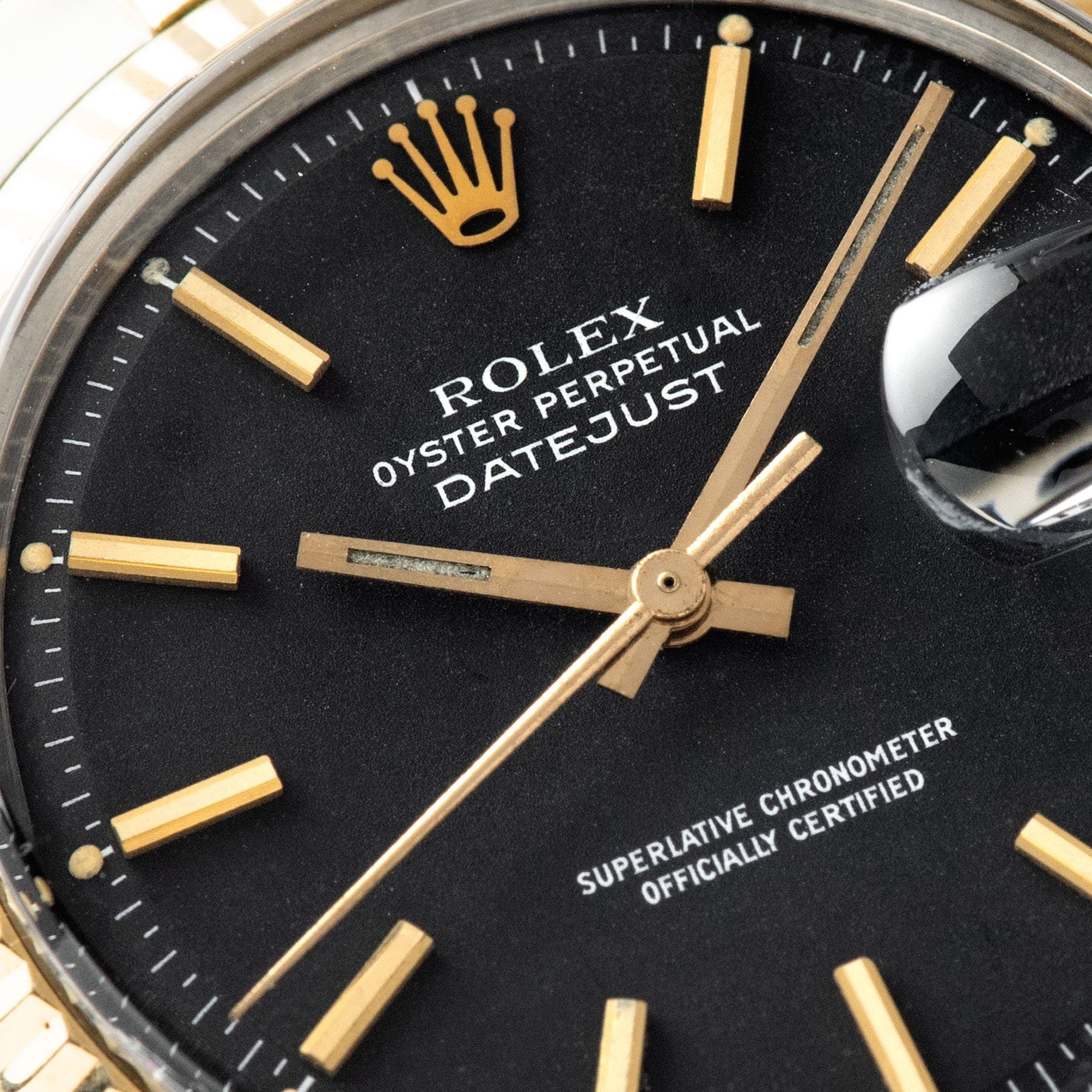 Rolex Datejust Steel and Gold 1601 Black Dial Box and Papers