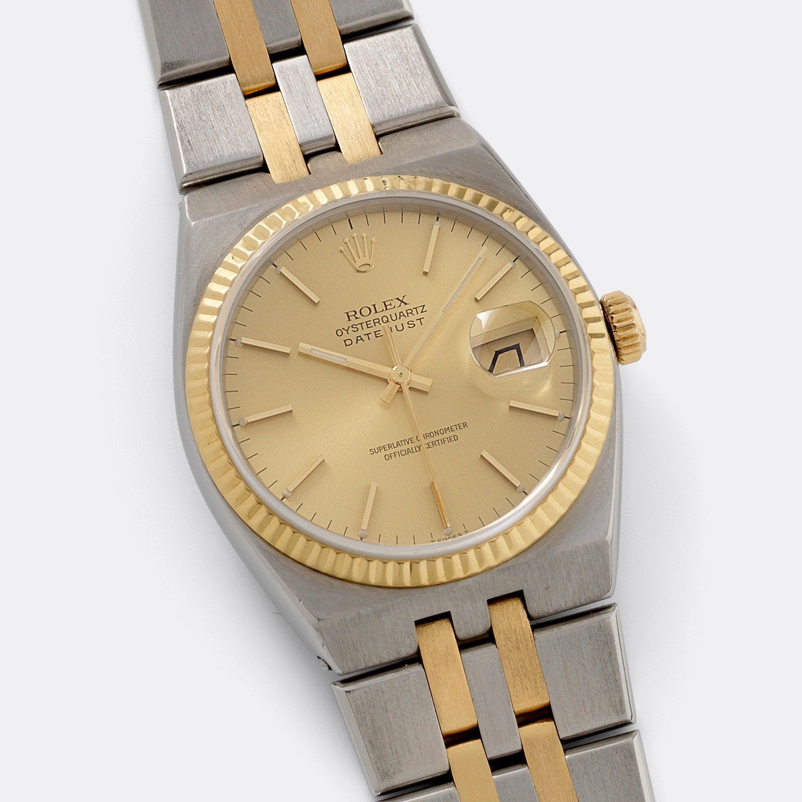 jord Indien Forfalske Rolex Oysterquartz Datejust Champagne Dial 17013 – Bulang and Sons