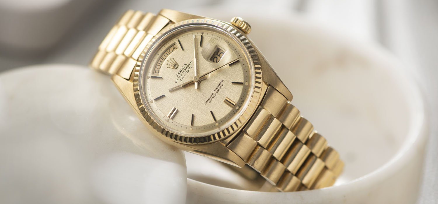 Rolex day shop date linen dial