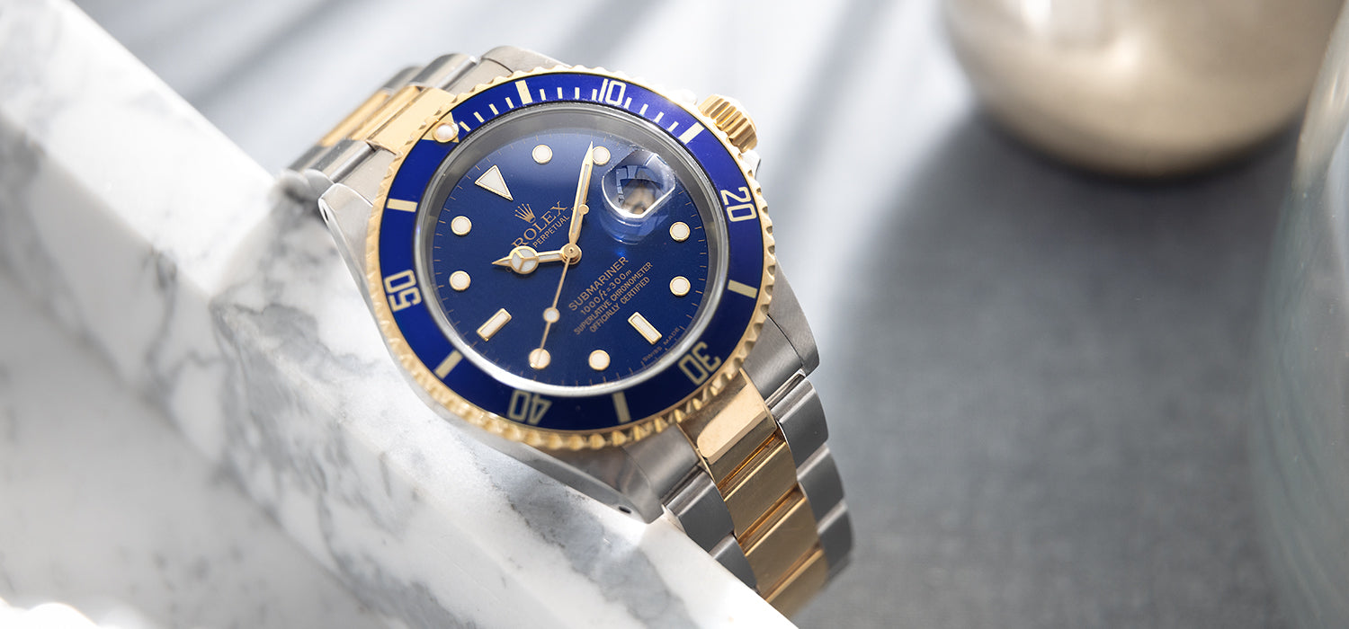 Rolex submariner blue and on sale silver