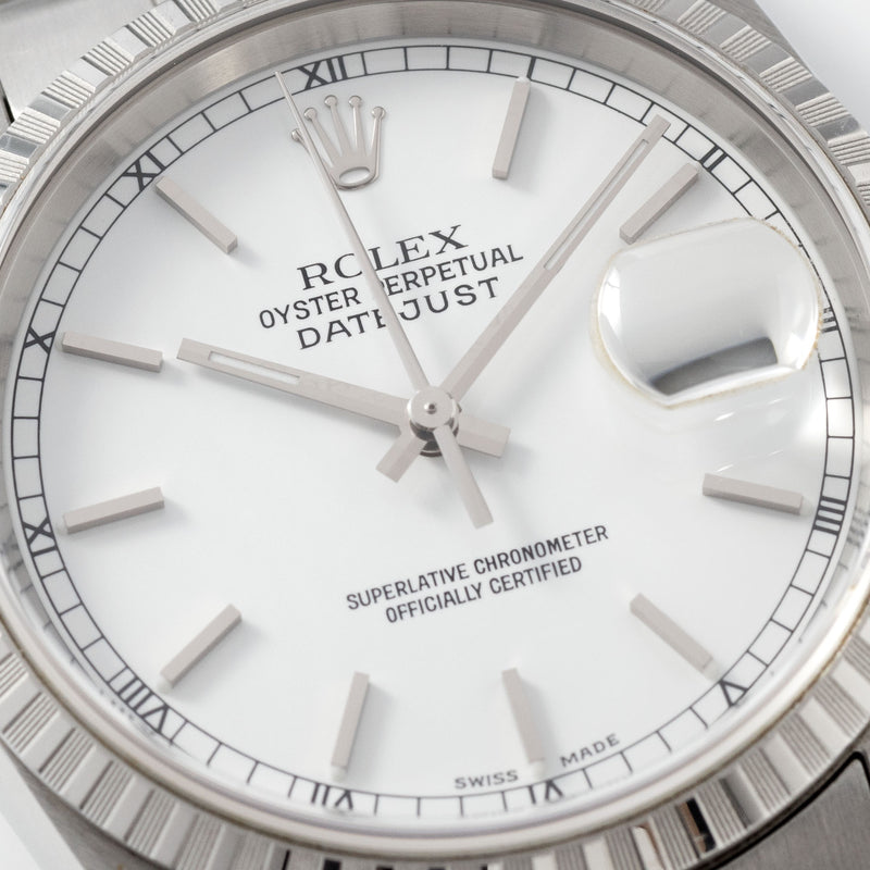 Rolex Datejust White Porcelain Dial Reference 16220